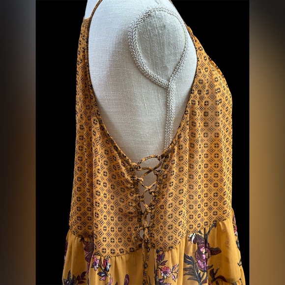 Jolt XL sleeveless loose spaghetti straps top autumn colors boho lace up sides - Picture 4 of 6